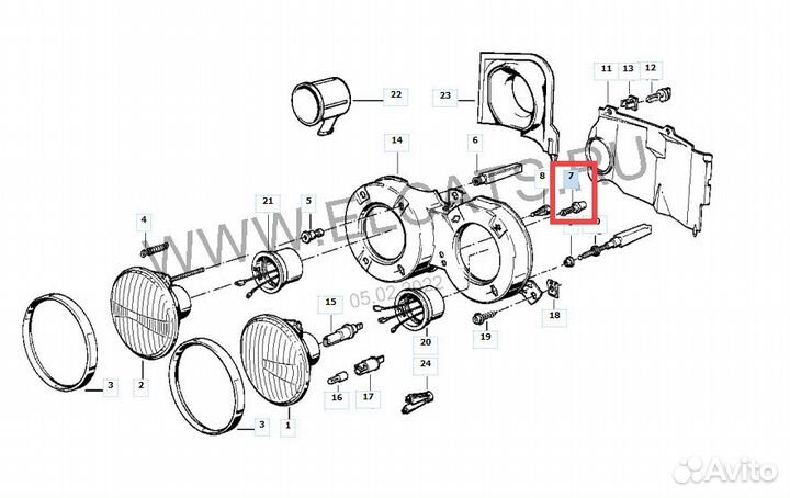 BMW E30-проставка лампы дальнего света