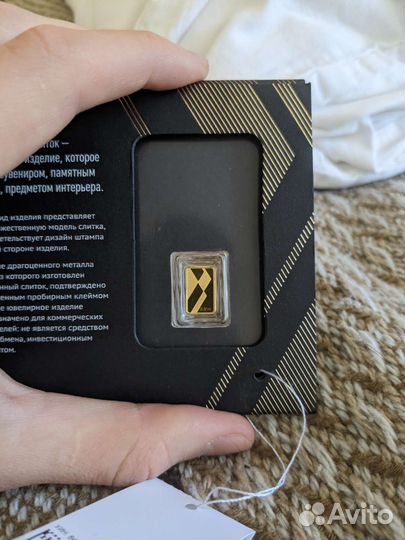 Коллекционный золотой слиток 1г. 999.9 fine gold