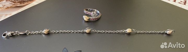 Золотое кольцо с бриллиантами и сапфирами