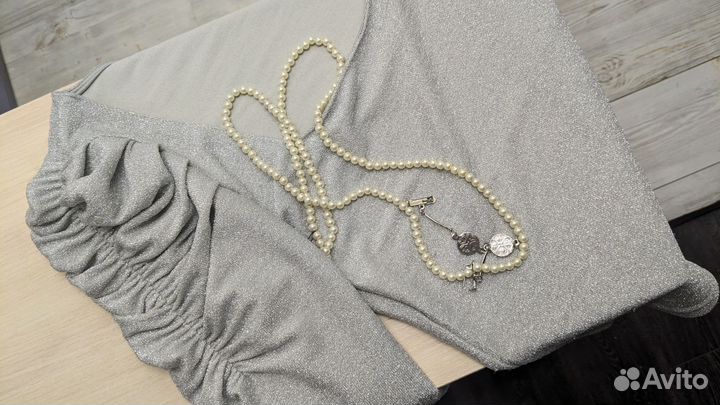 Блузка металлик серебряная