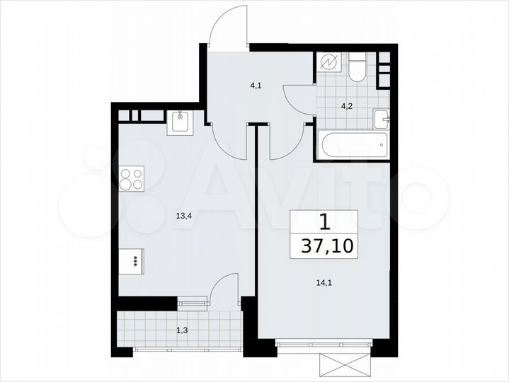 1-к. квартира, 37,1 м², 8/14 эт.