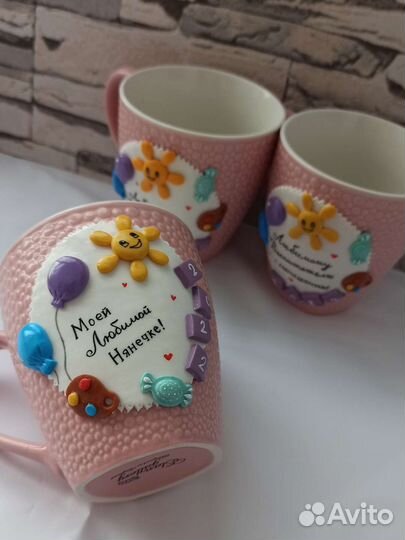 Кружки с декором из полимерной глины