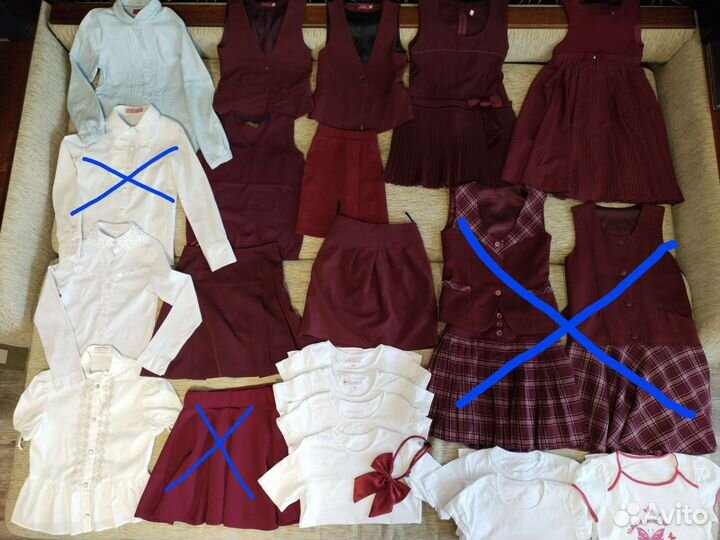 Бордовая школьная форма и блузки р-р 128-146