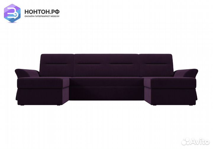 Диван п-образный дельфин Клайд велюр фиолетовый