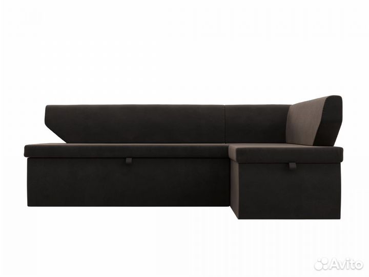 Диван кухонный угловой Омура правый угол, велюр, коричневый