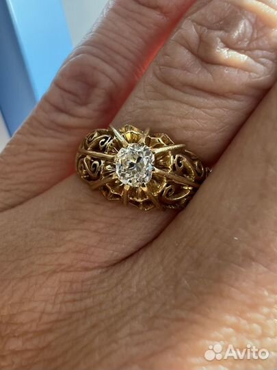 Золотое кольцо с крупным бриллиантом 583 пр СССР