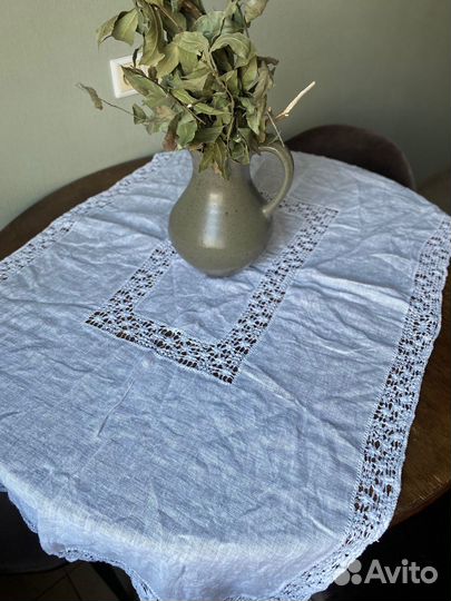 Скатерть льняная шитье мережка