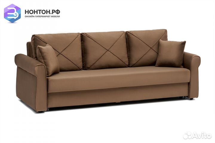 Диван еврокнижка Лира 3-х местный коричневый
