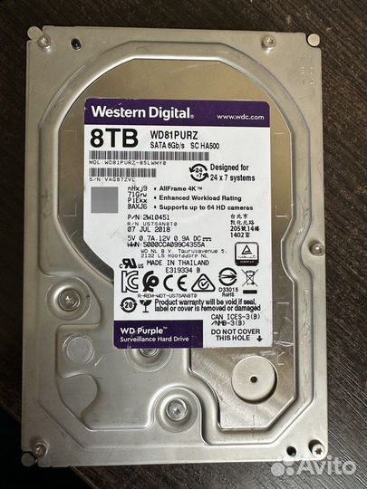 Жесткий диск Western Digital WD Purple 8 TB (WD81p