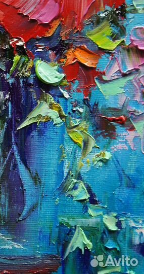 Картина маслом, Натюрморт с цветами, 24х18 см