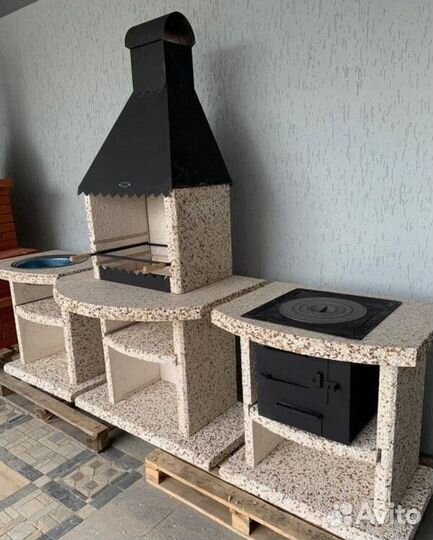 Мангальный комплекс, печь под казан, гриль зона, к