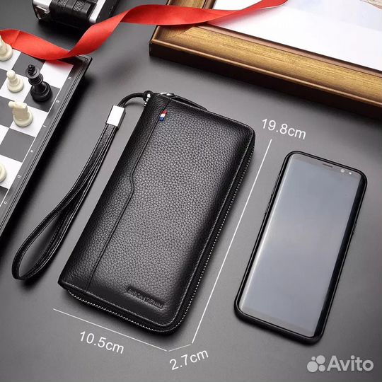 Портмоне клатч из натуральной кожи унисекс