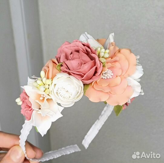 Ободок с цветами Ручная работа