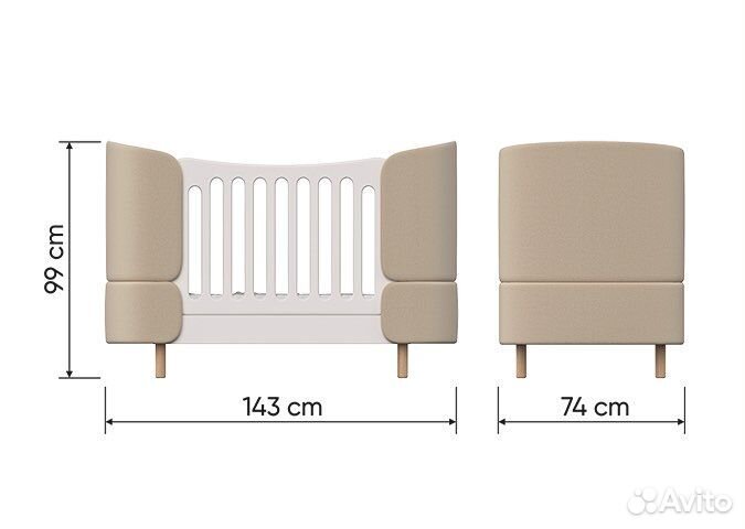 Детская кроватка трансформер ellipse kidi soft