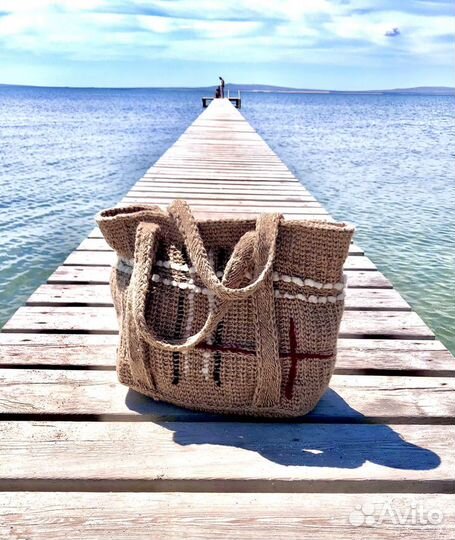 Сумка для путешествий из джута крючком
