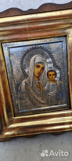 Икона Казанская Божья Матерь серебро 84 позалота