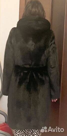 Шуба норковая с капюшоном 44