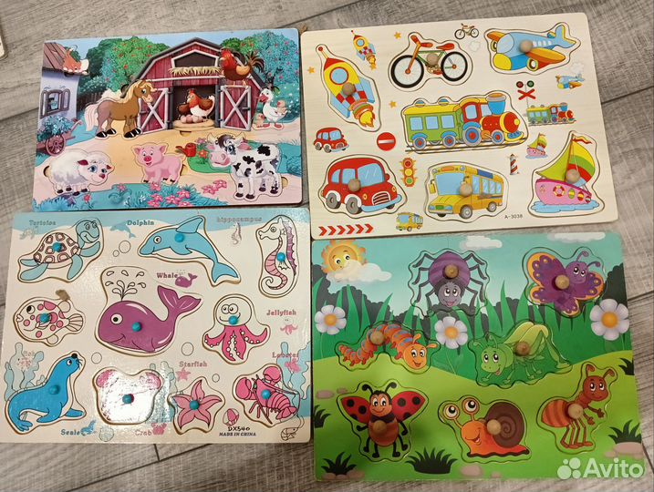 Деревянные пазлы вкладыши