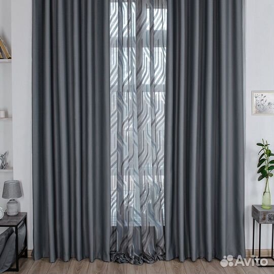 Шторы блэкаут Амадео серый новые пошив