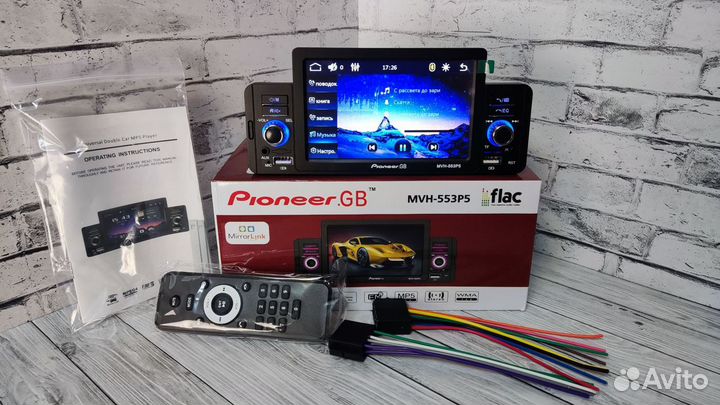 1din автомагнитола с экраном Bluetooth Pioneer.GB