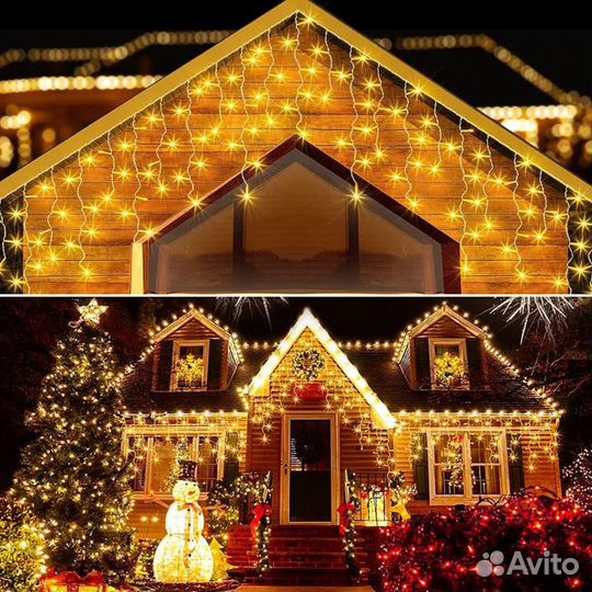 Гирлянда Бахрома уличная тёплый свет 6 м