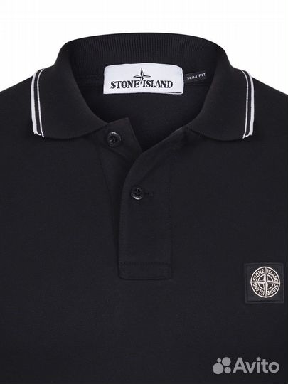 Stone Island поло Черное