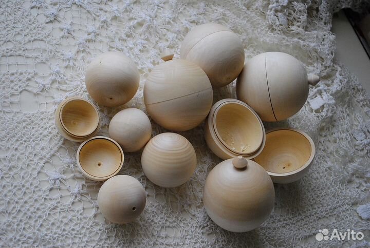 Шарики деревянные Новогодние открывающиеся,цельные