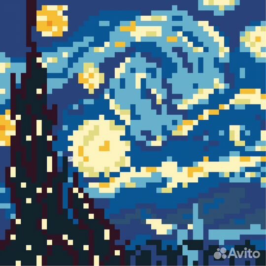 Картина Звездное Небо Ван Гог В Пикселях Масло