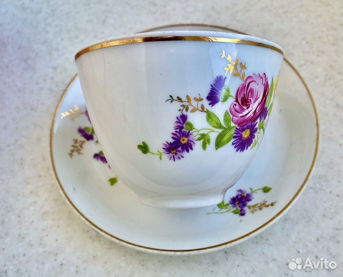 Чайная пара Кузяево. Фарфор. кз 61 г СССР