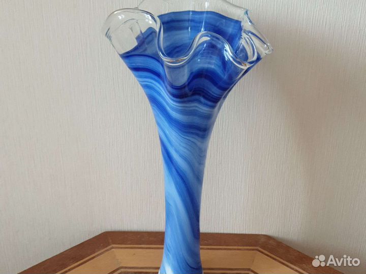 Ваза цветное гутное стекло, СССР 45см