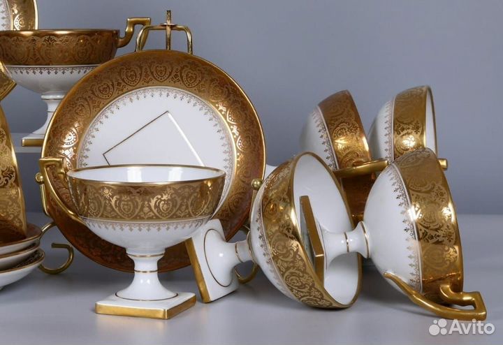 Набор редких антикварных чайных пар. Limoges