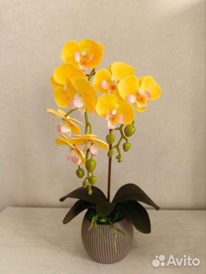 Орхидея искусственная (латекс) в горшке