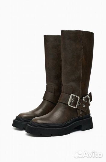 Сапоги на рифленой подошве С пряжками zara