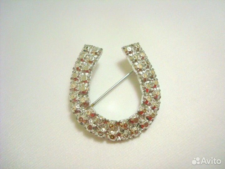 Винтажная брошь. подкова. США