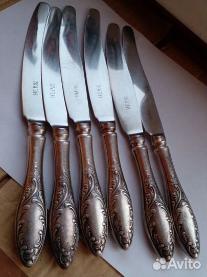 Столовые ножи мельхиор ложки Роза и др