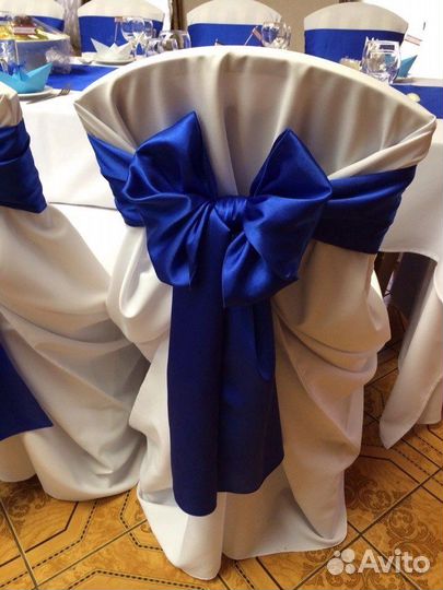 Бант на стул синий