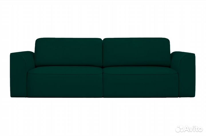 Прямой диван-кровать Нэшвилл, велюр, зеленый