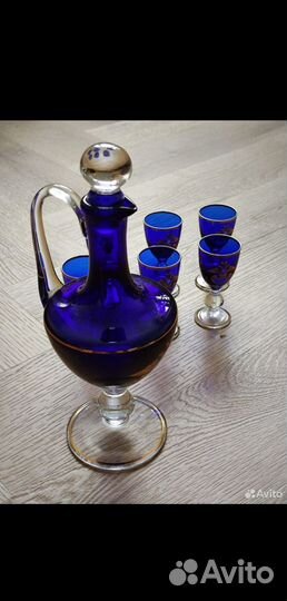 Графин с рюмками кобальт