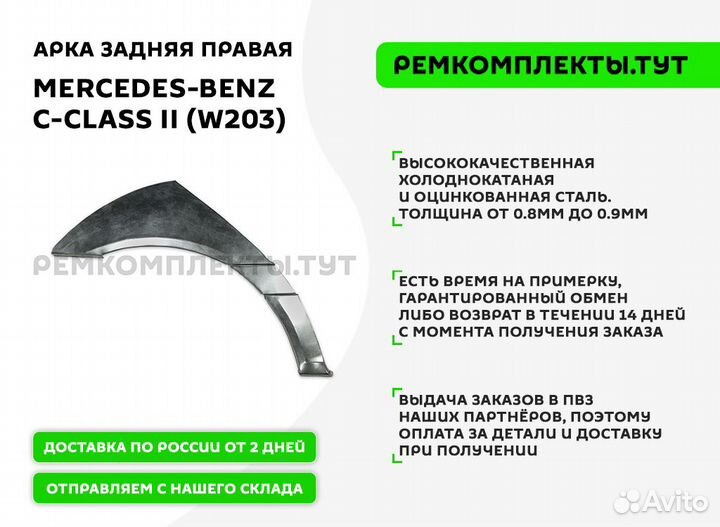 Арка задняя правая Mercedes-Benz W203