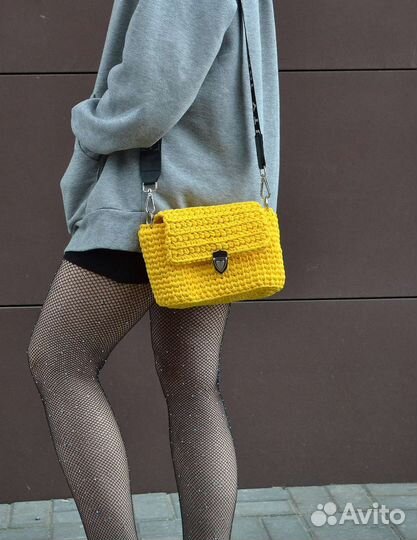 Сумка женская через плечо вязаная,ручная работа
