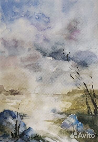 Пейзаж акварелью