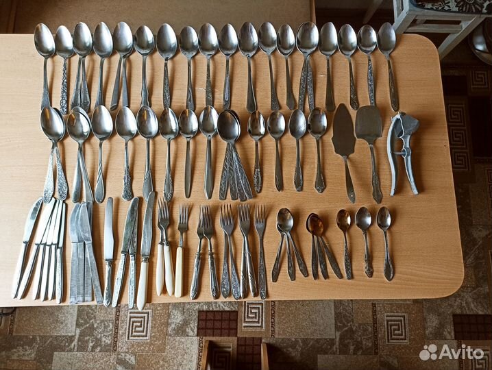 Ложки + вилки + ножи. Нержавейка. СССР