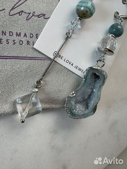 Серьги друза агата