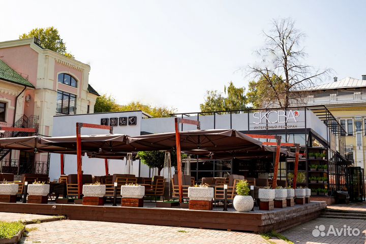 Зонт летний для уличного кафе, стойка сбоку