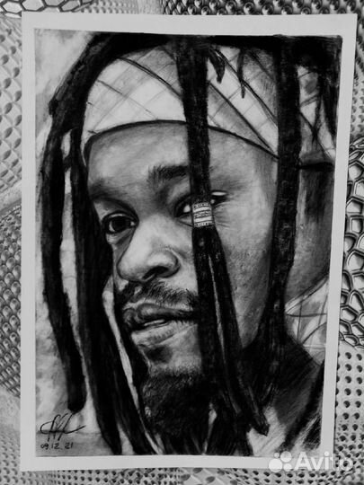 Портрет по фото карандашом, углём