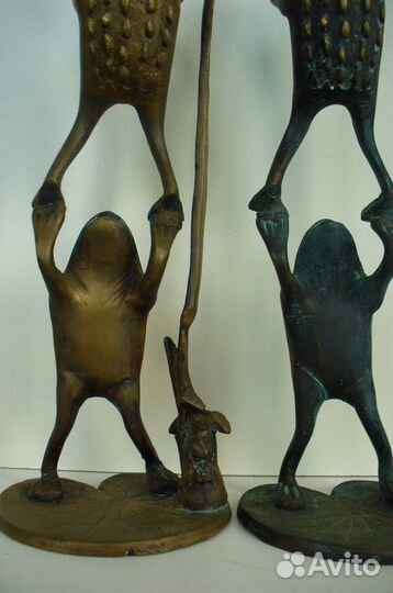 Подсвечник Лягушки.Латунь.Бронза