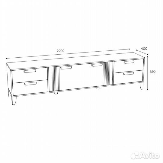 Тумба тв Парус-12 Белый/Палермо Бруно 220х42х40