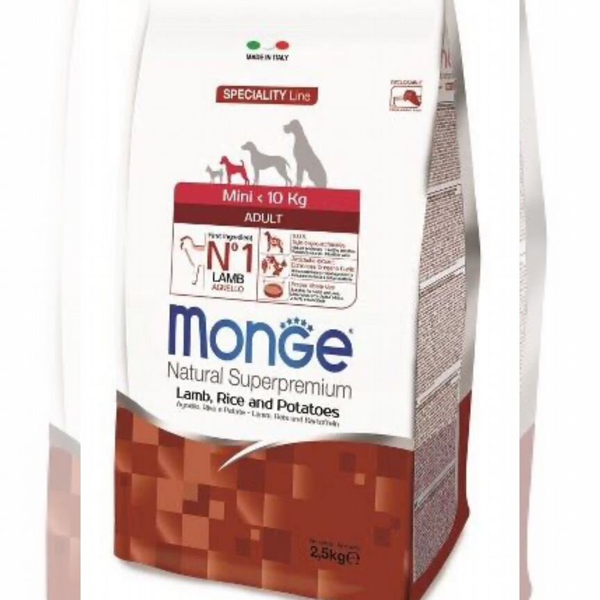 Корм для собак monge mini 2.5kg lamb rice potatos