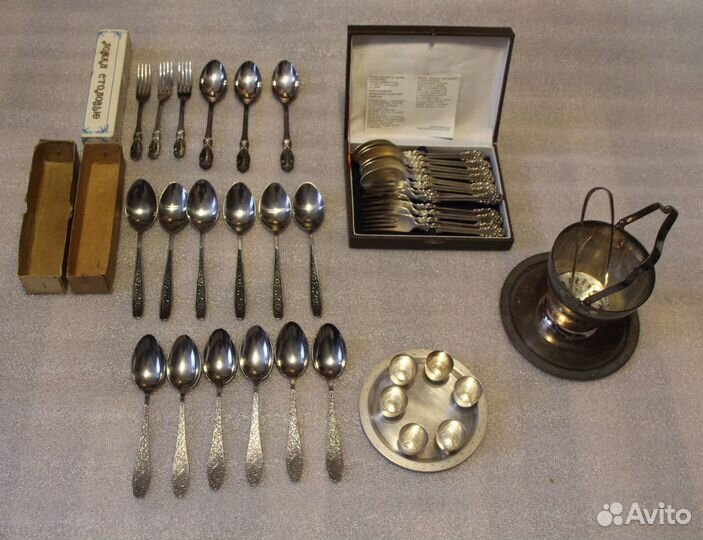 Посуда Мельхиор. Ложки, стопки, вазы СССР