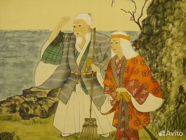 Kakejiku. Гравюра-свиток. takasago. Япония